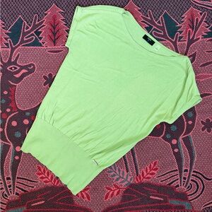 Tahari Light Green Short-Sleeve Ribbed-Hem Top